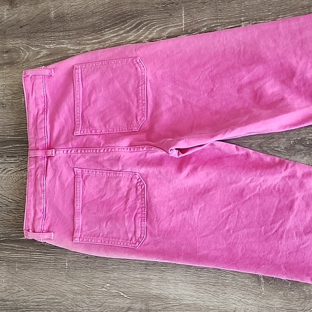 ZARA The Sailor Vibrant Pink Denim Frayed Hem Cropped Jeans Size 2 - Picture 10 of 10